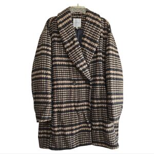 Avec Les Filles Women's Houndstooth Double-Breasted Coat Black Tan 3X
